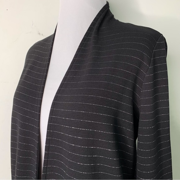 NWT J. Jill Women's Black Silver Striped Cardigan Sweater Open Front Size XS - Picture 4 of 12